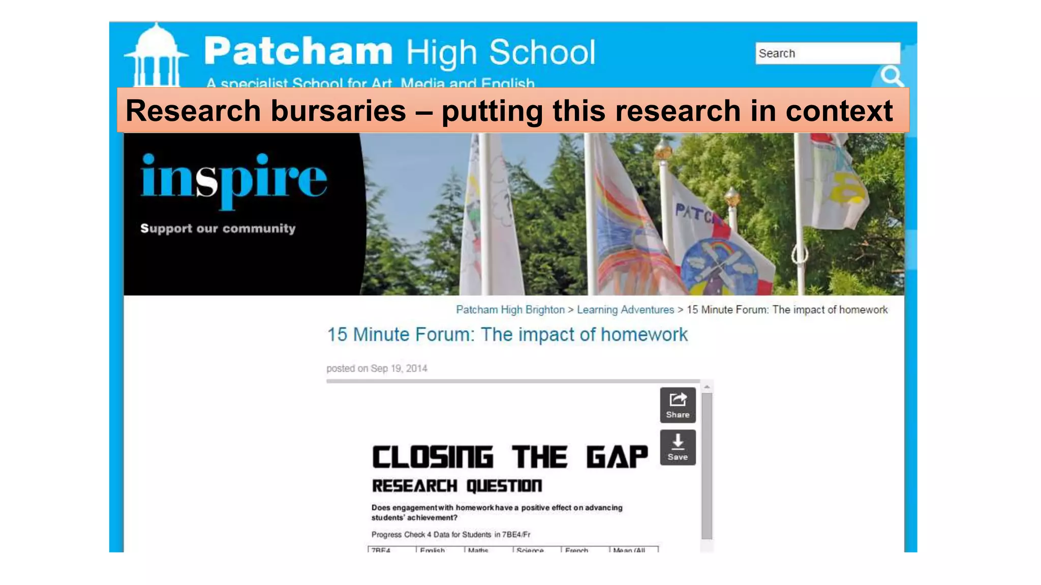 Research bursaries – putting this research in context 
 