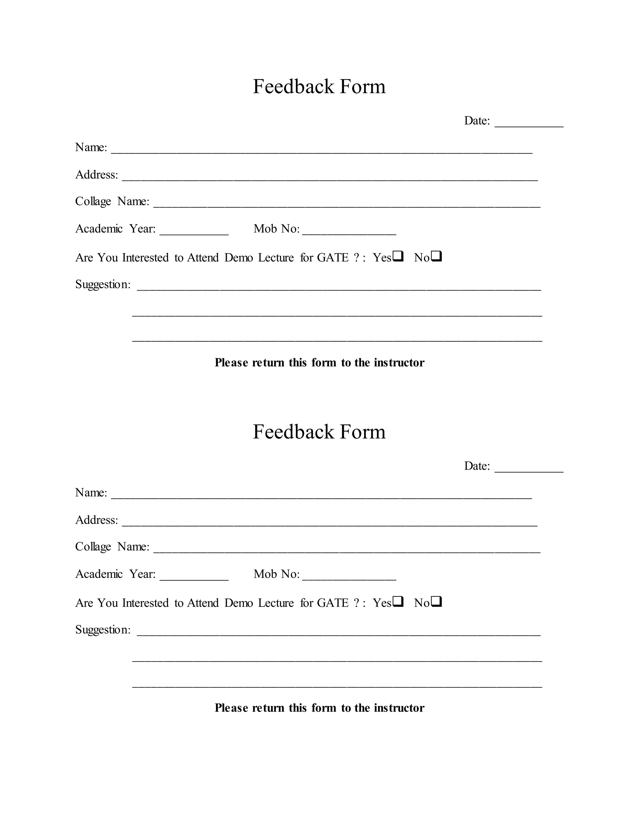 Feedback form | DOCX