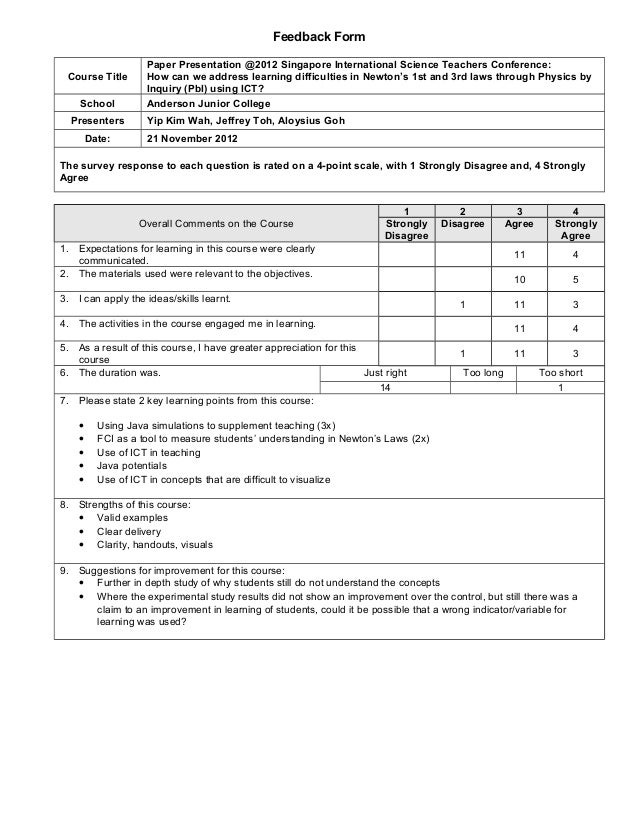 Feedback form for sistc (collated)