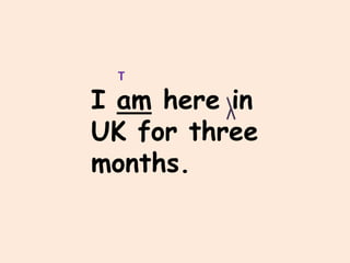 T

I am here in
UK for three
months.
 