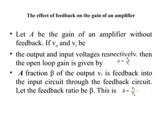 Feedback principle, Effect of feedback on the gain of the amplifier.pptx