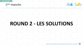 Introduction
Summer Event • Objectif zéro émission : décarbonation du secteur de l'eau • 12 juin 2025 7
ROUND 2 - LES SOLUTIONS
1ère manche
 