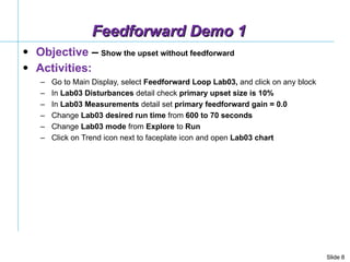 Feedforward Demo 1 <ul><li>Objective  –   Show the upset without feedforward </li></ul><ul><li>Activities: </li></ul><ul><...