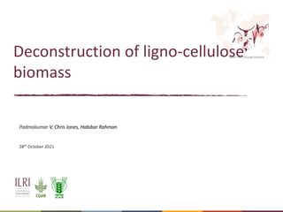 Better lives through livestock
Deconstruction of ligno-cellulose
biomass
Padmakumar V, Chris Jones, Habibar Rahman
28th
October 2021
 