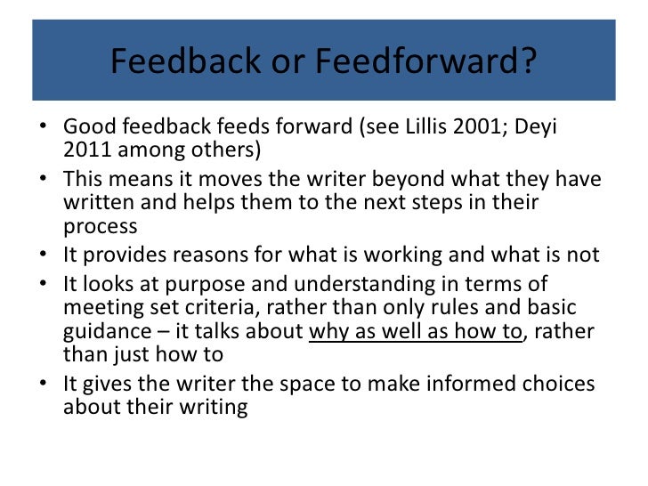 Feeding back to feed forward may 2012
