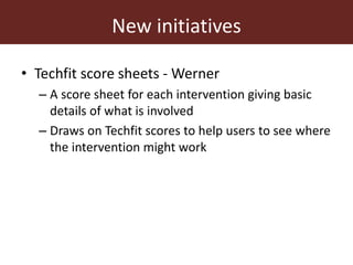 Feeding innovation – Update on the feed innovation toolkit and where we are with FEAST and Techfit