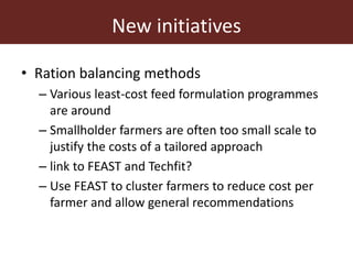 Feeding innovation – Update on the feed innovation toolkit and where we are with FEAST and Techfit