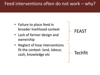 Feeding innovation – Update on the feed innovation toolkit and where we are with FEAST and Techfit