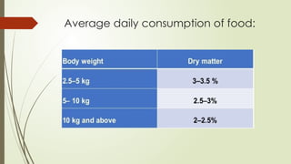 Average daily consumption of food:
 