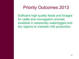 Update on feeds and forages component 1.3