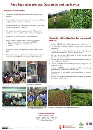Piloting climate-adaptive forage seed systems in Ethiopia—FeedSeed pilot project: Outcomes and scaling-up benefits 
