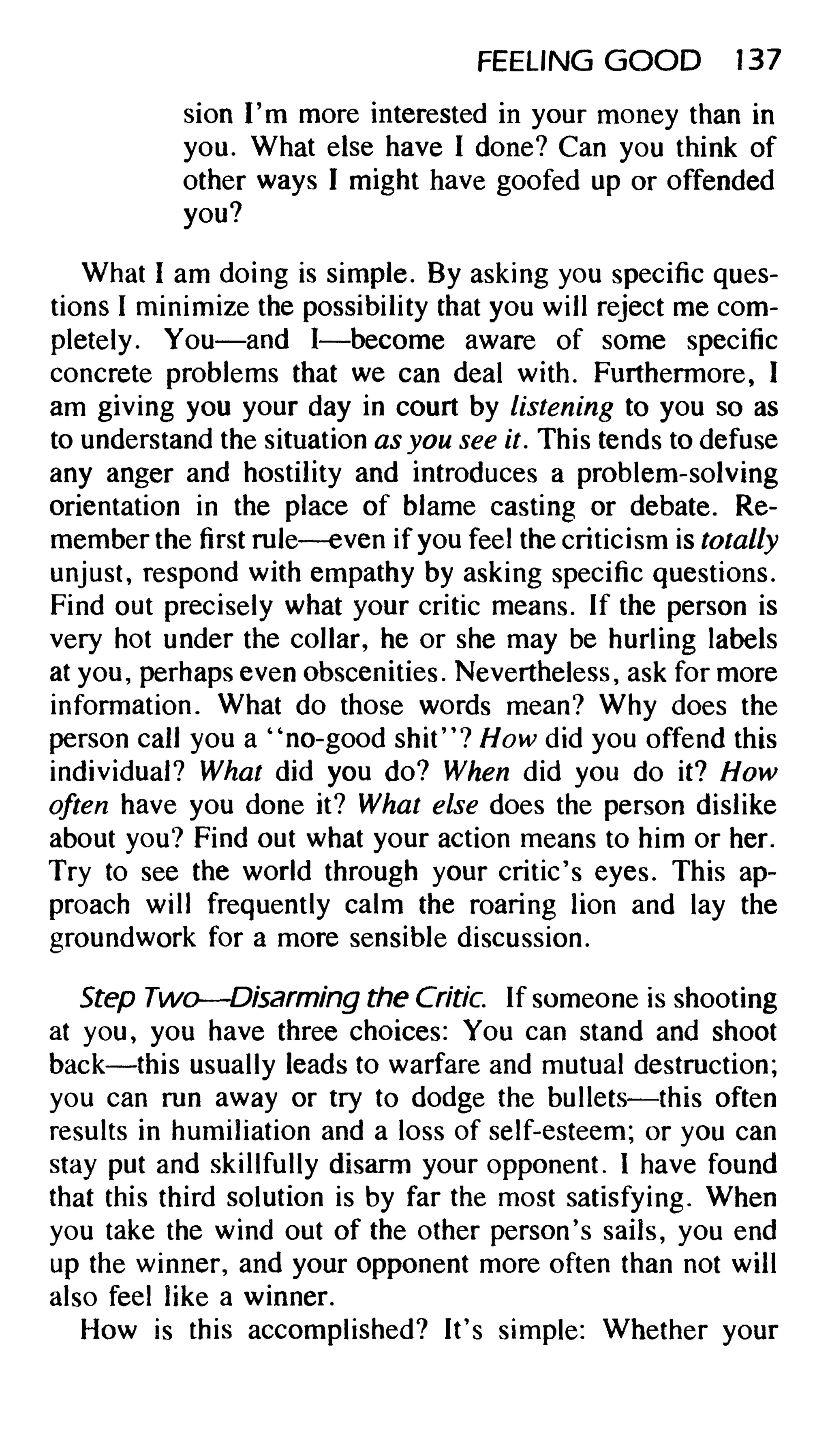 Feeling good the new mood therapy david burns