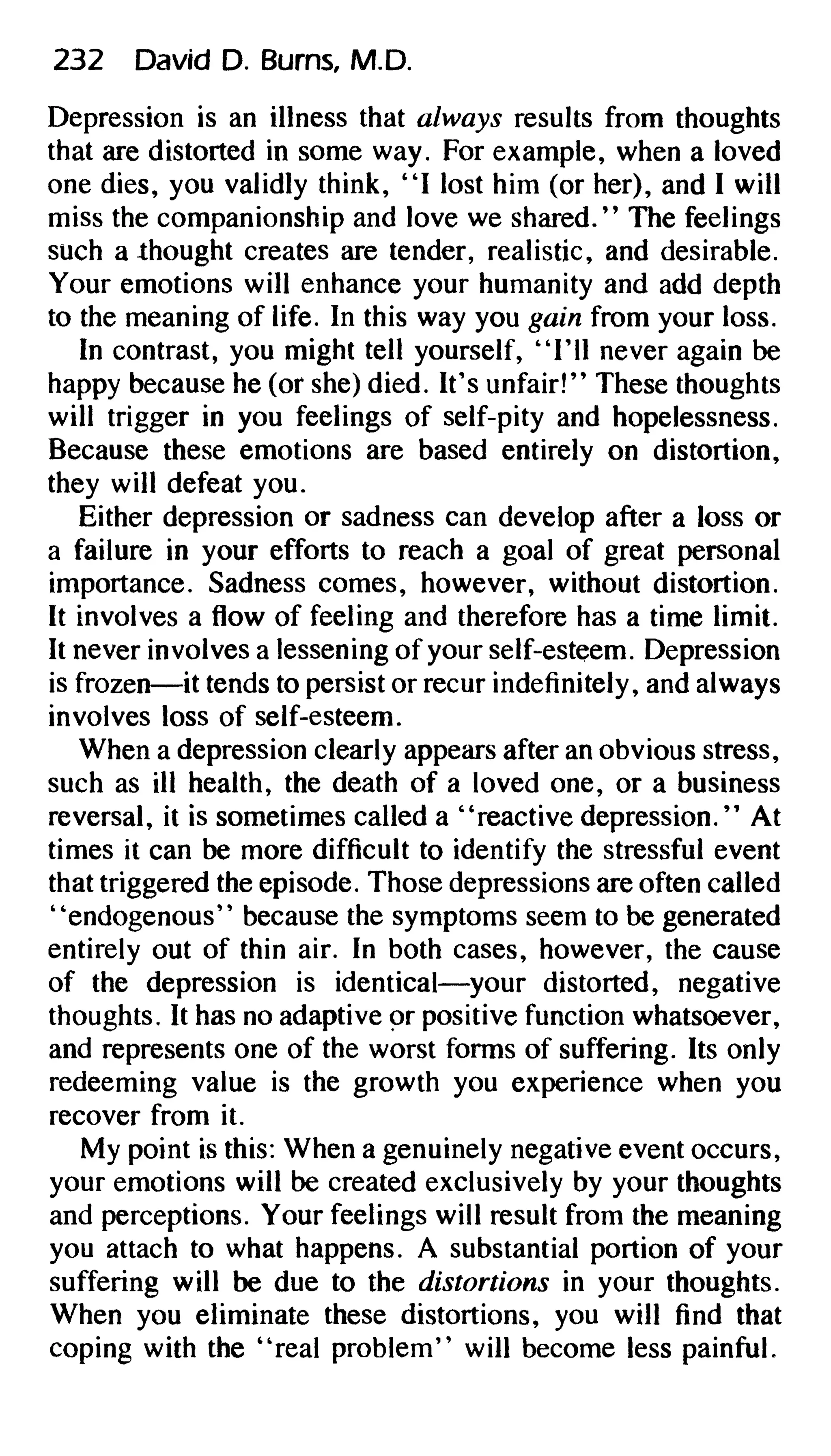 Feeling good the new mood therapy david burns