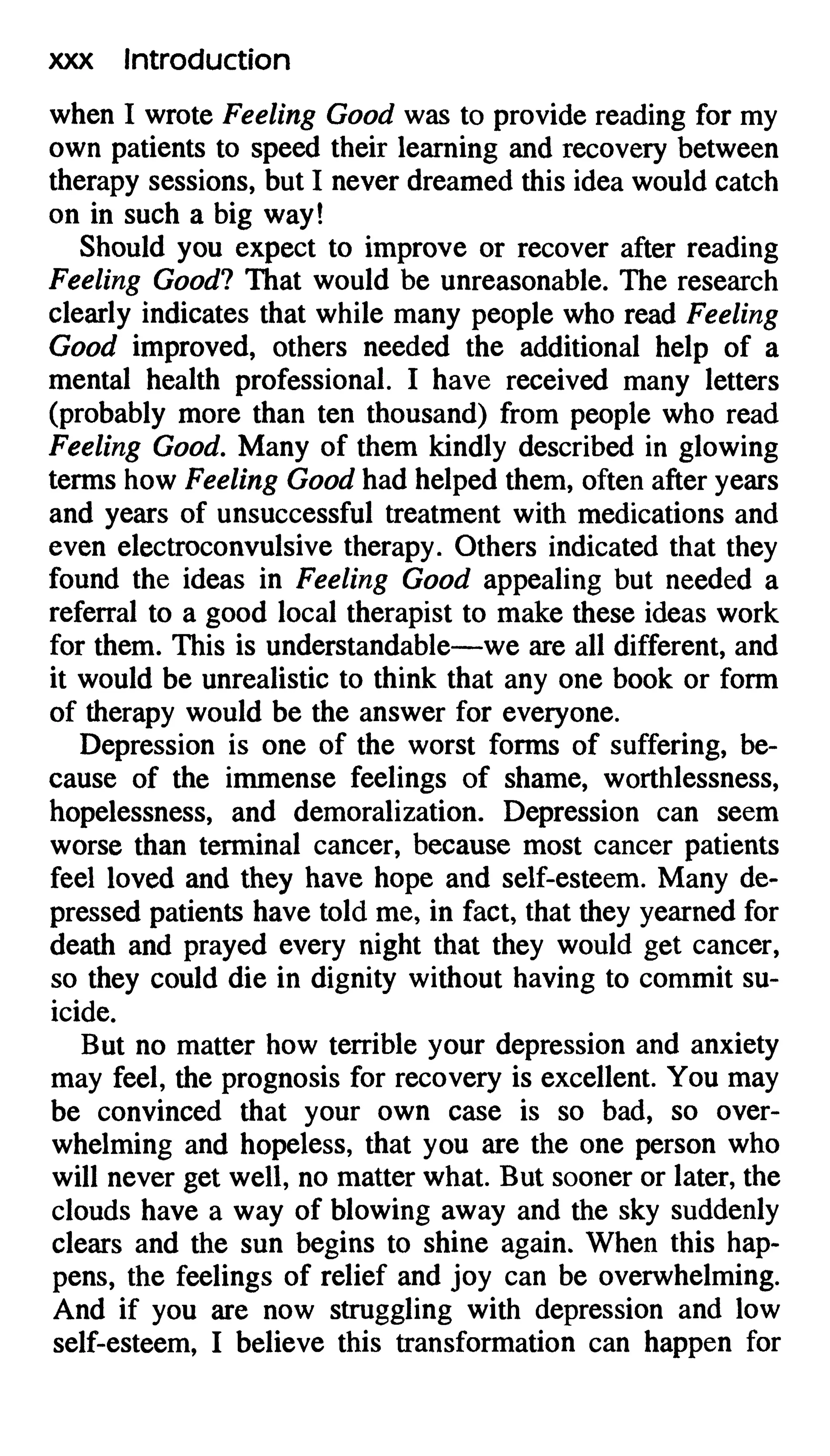 Feeling good the new mood therapy david burns