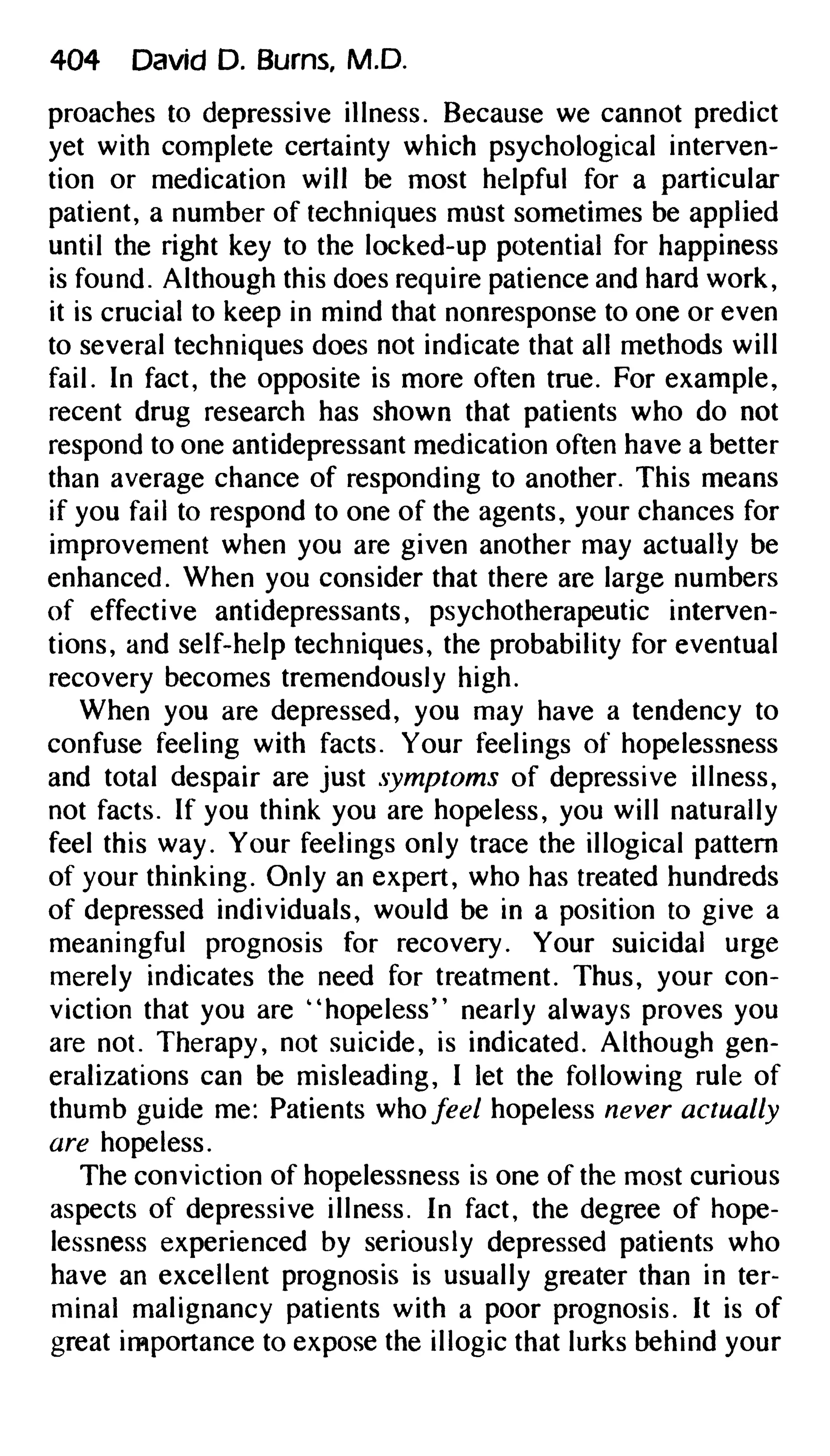 Feeling good the new mood therapy david burns