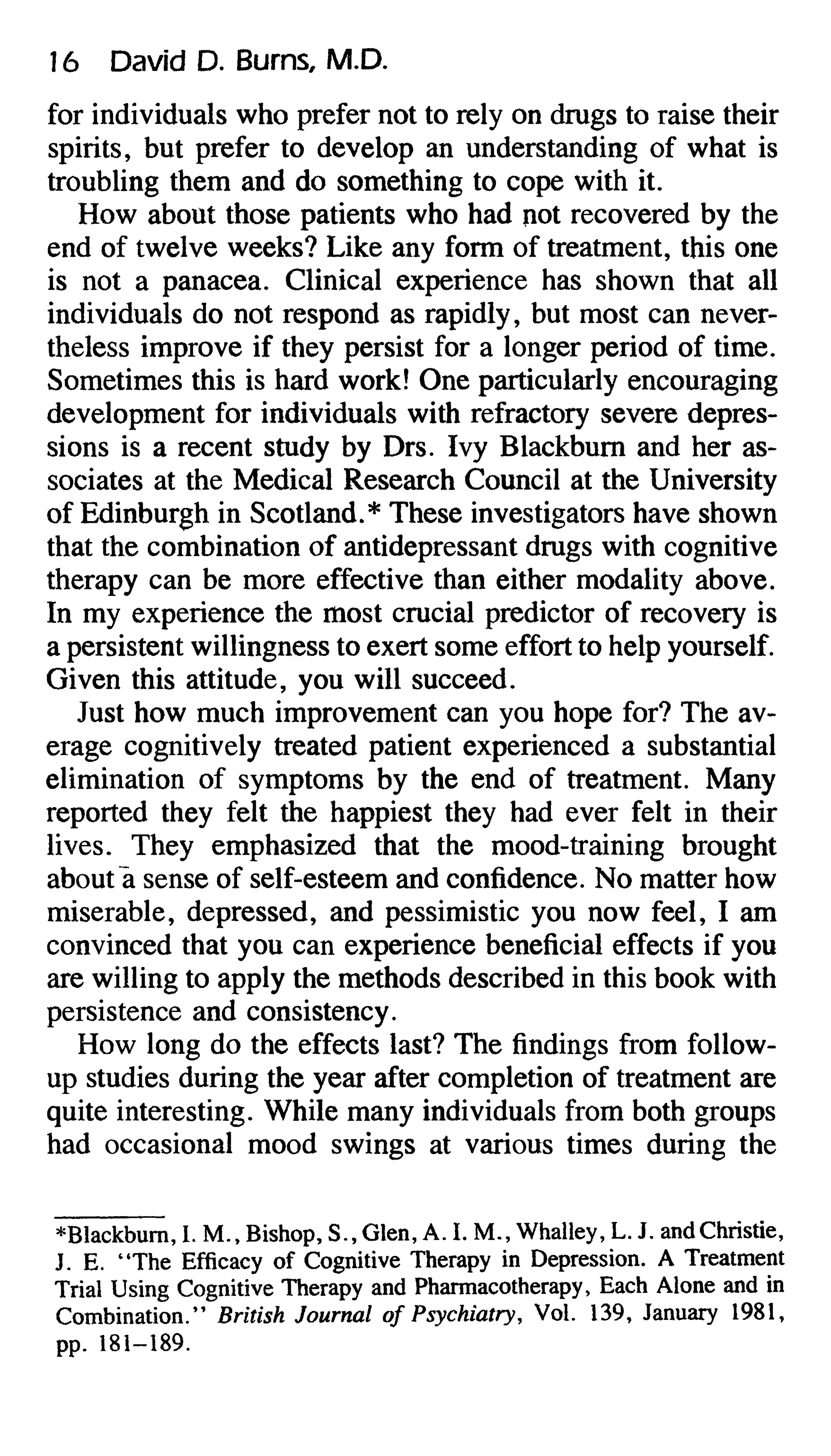 Feeling good the new mood therapy david burns