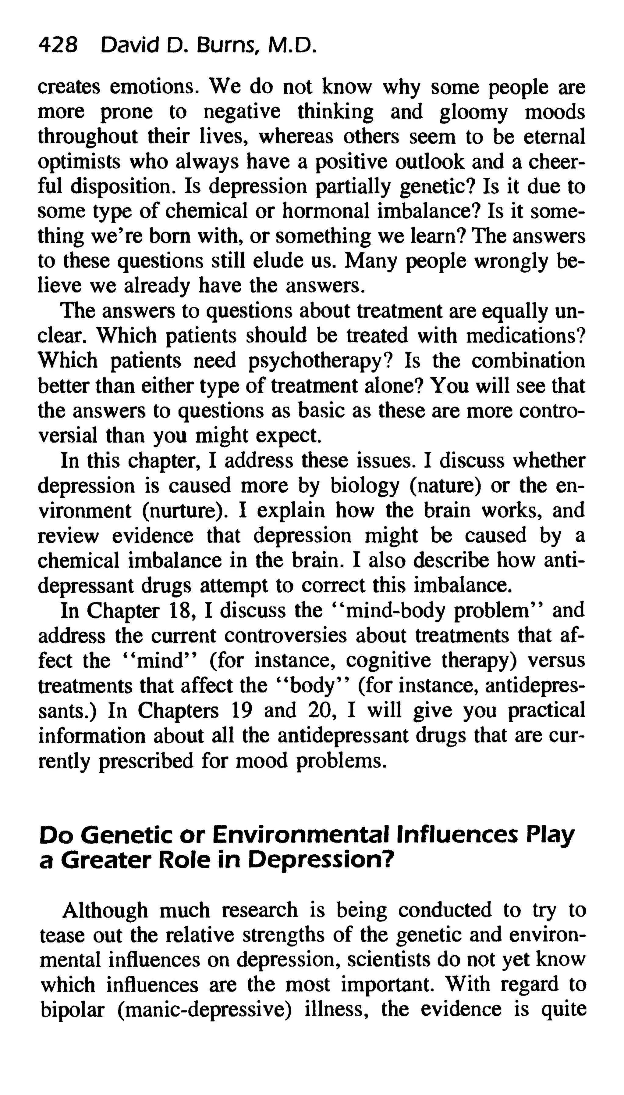 Feeling good the new mood therapy david burns