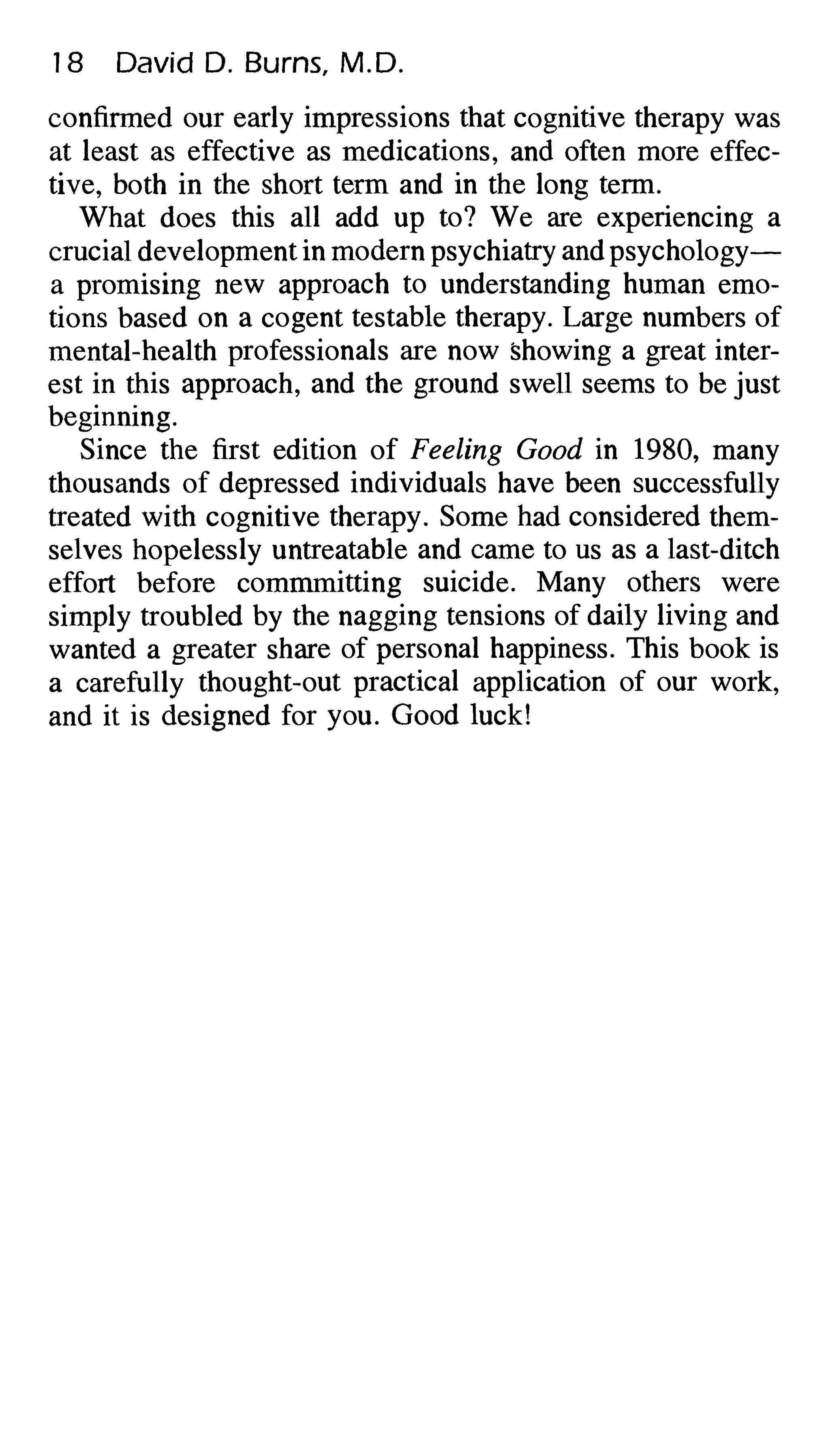 Feeling good the new mood therapy david burns