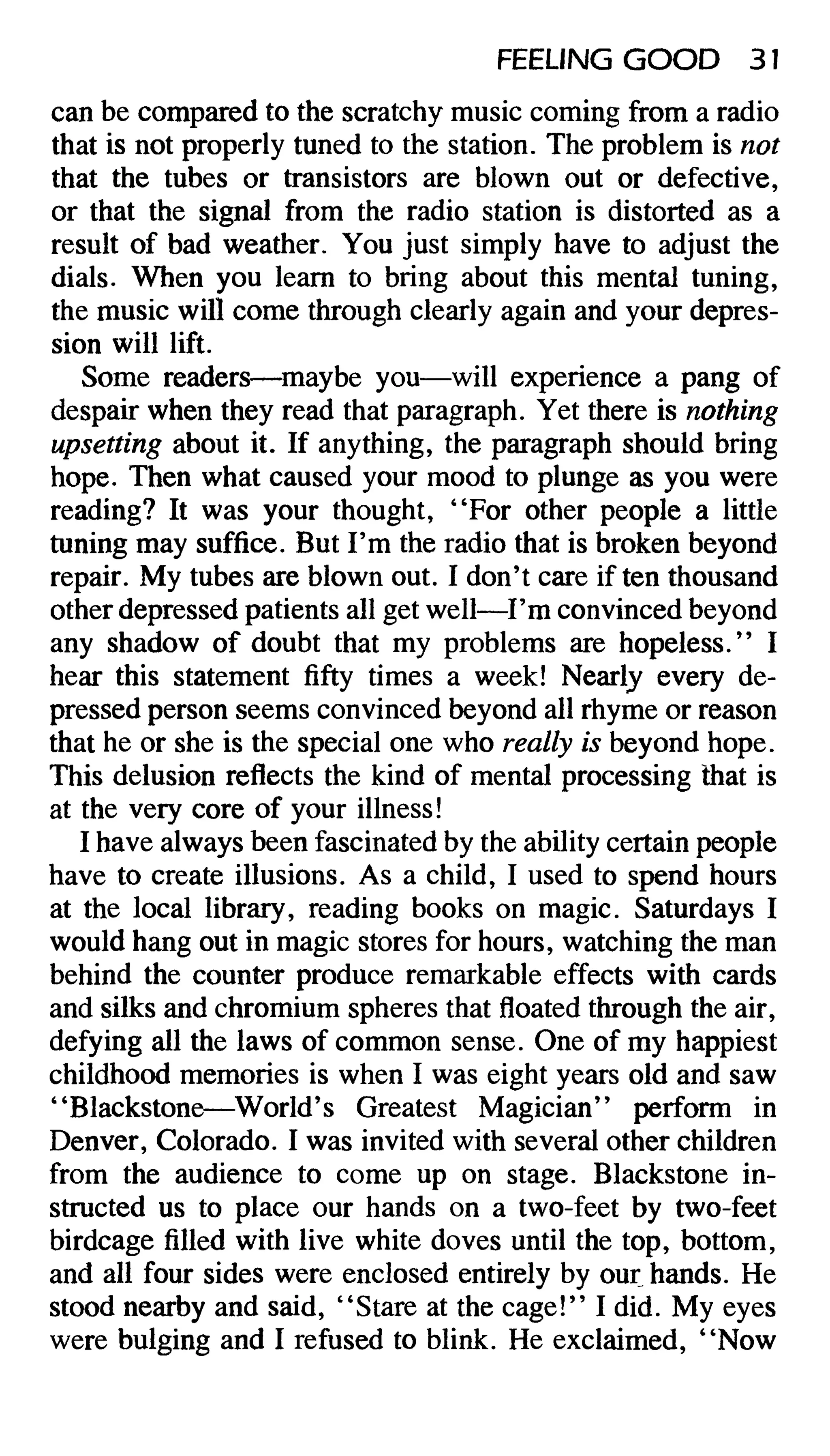 Feeling good the new mood therapy david burns