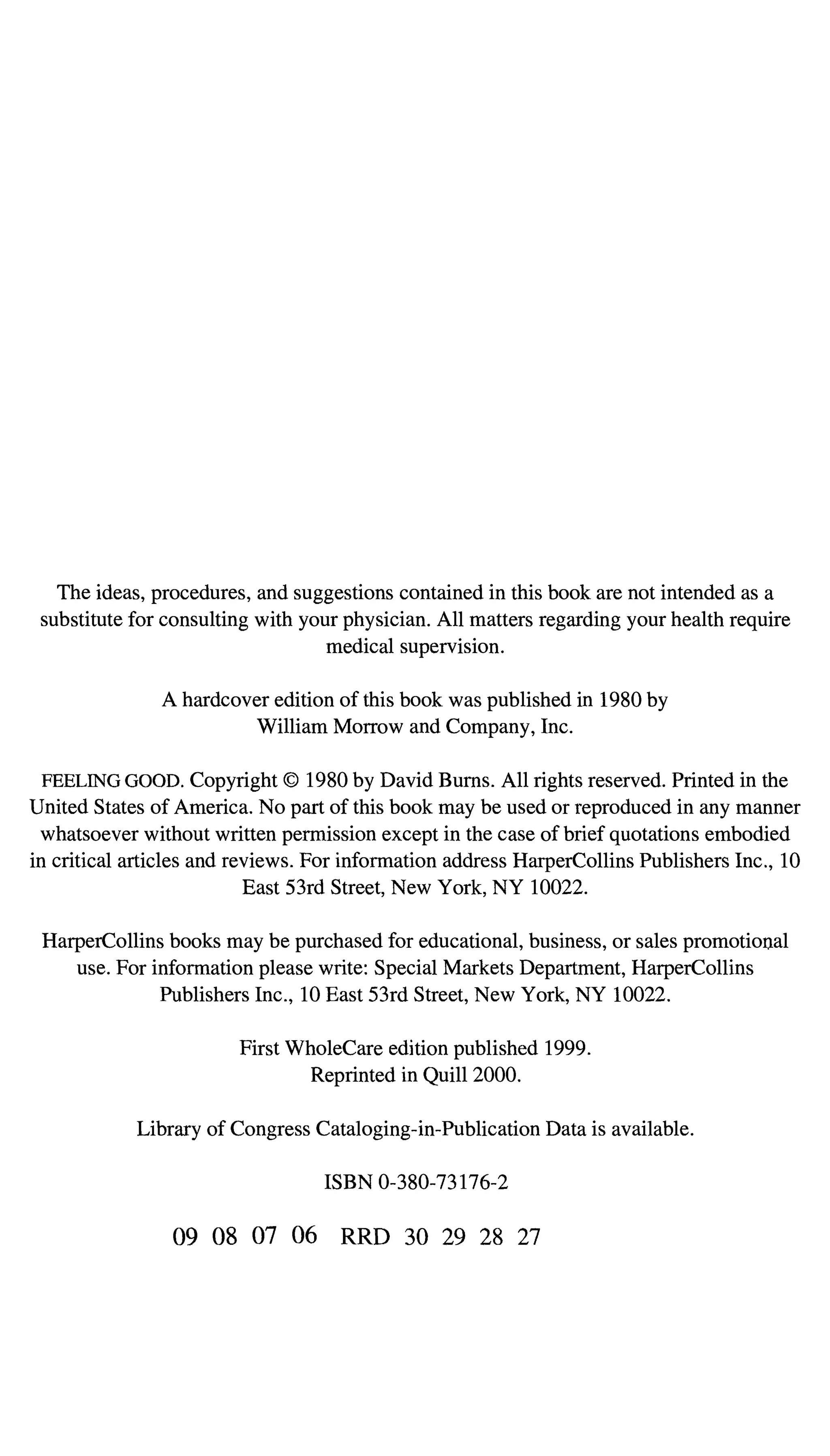 Feeling good the new mood therapy david burns