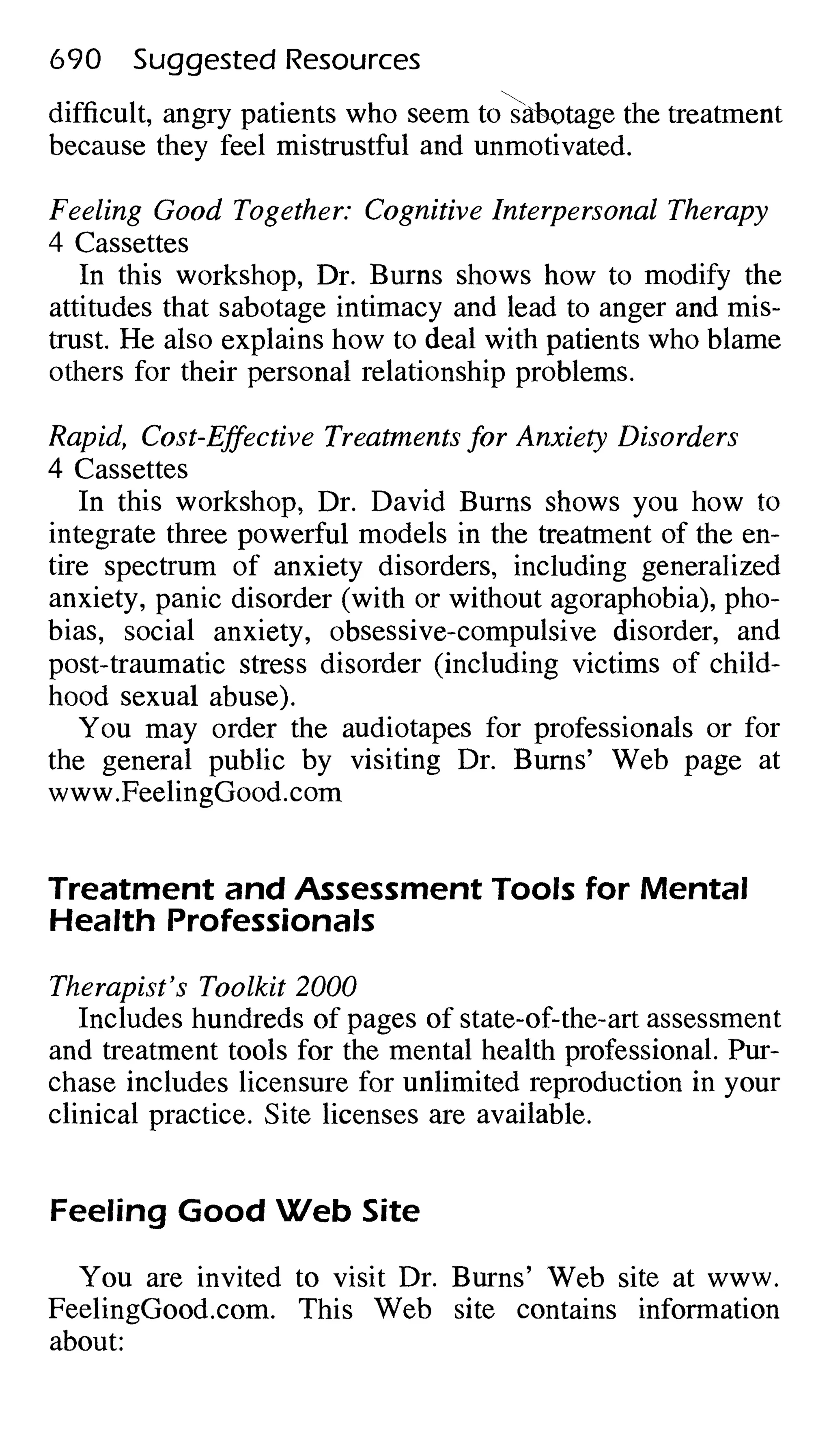 Feeling good the new mood therapy david burns