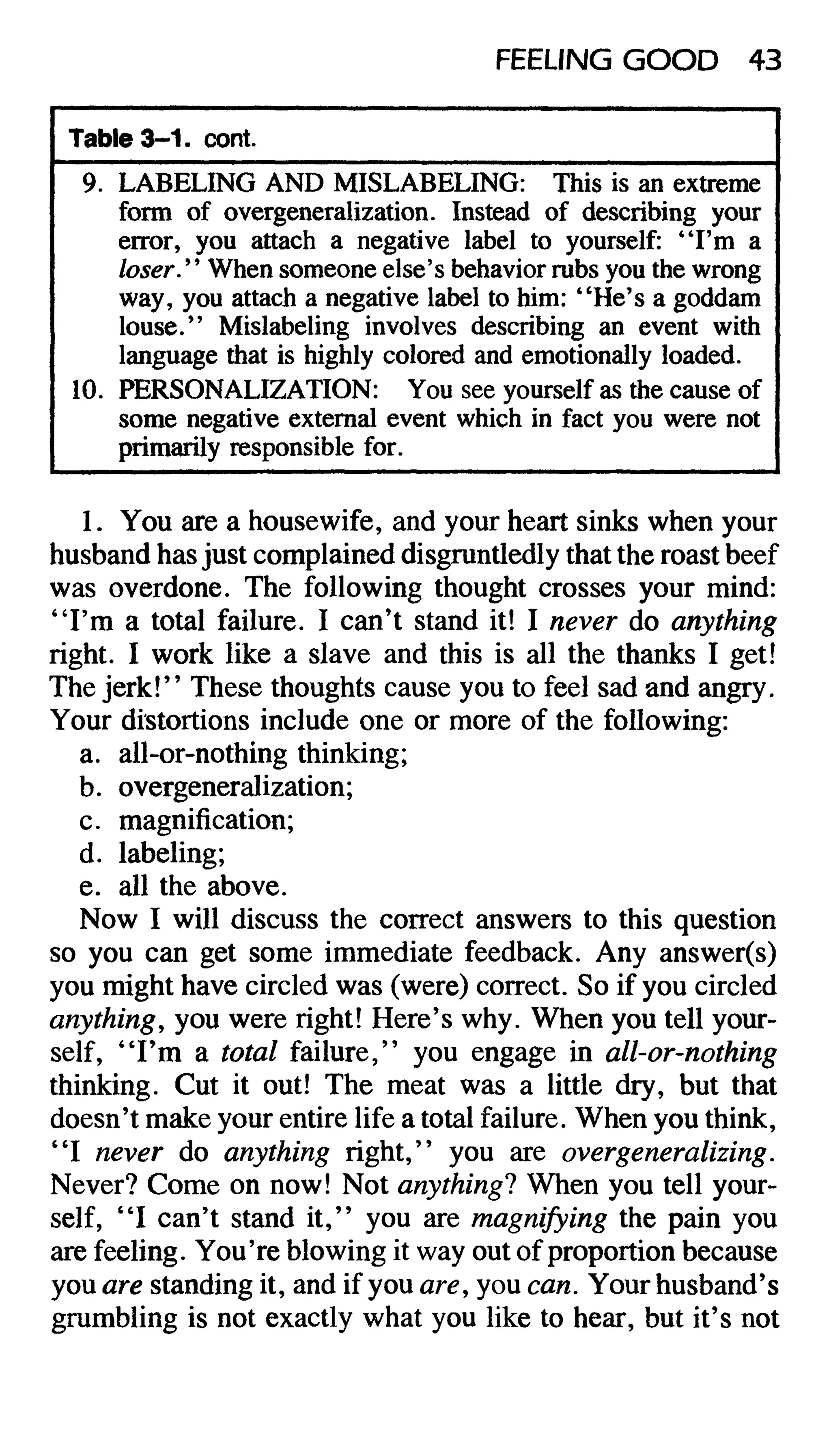 Feeling good the new mood therapy david burns