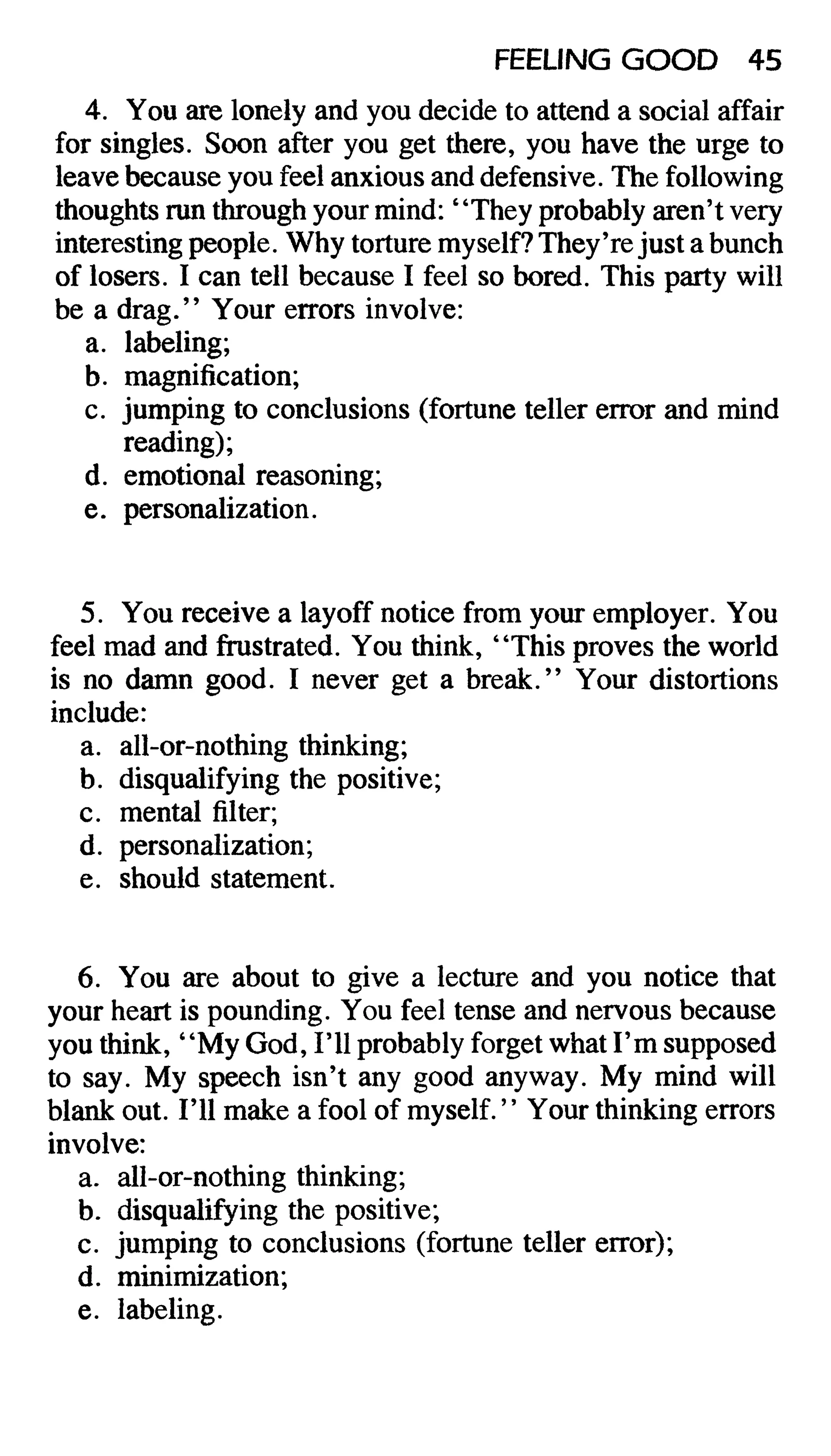 Feeling good the new mood therapy david burns