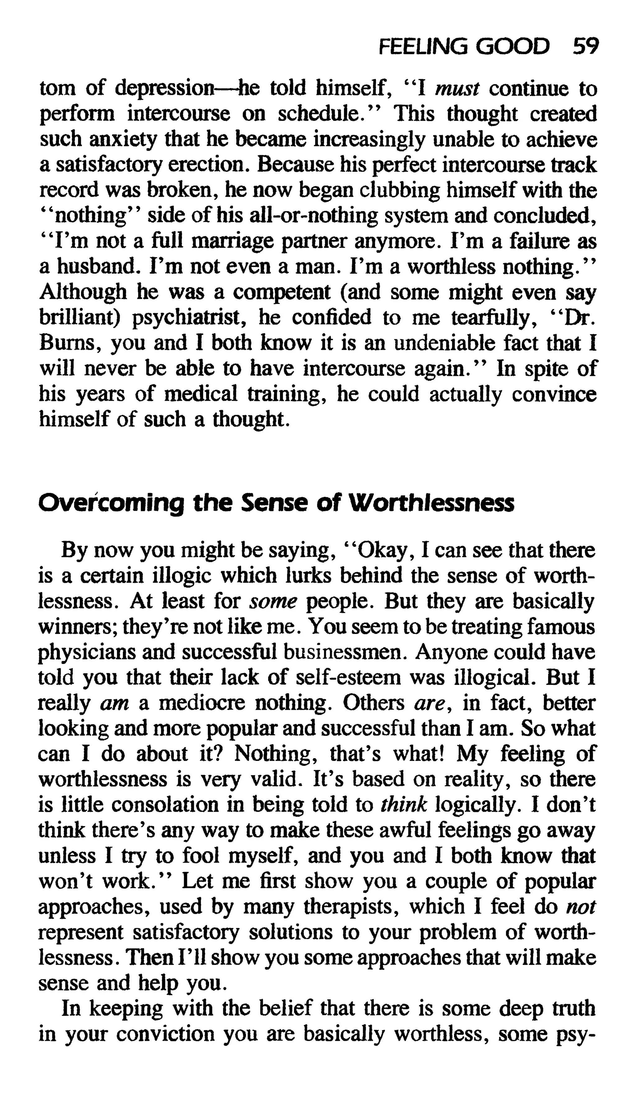 Feeling good the new mood therapy david burns