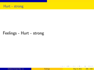Hurt - strong




Feelings - Hurt - strong




  Andrew Ernest Ritz ()    Feelings   May 9, 2011   266 / 444
 