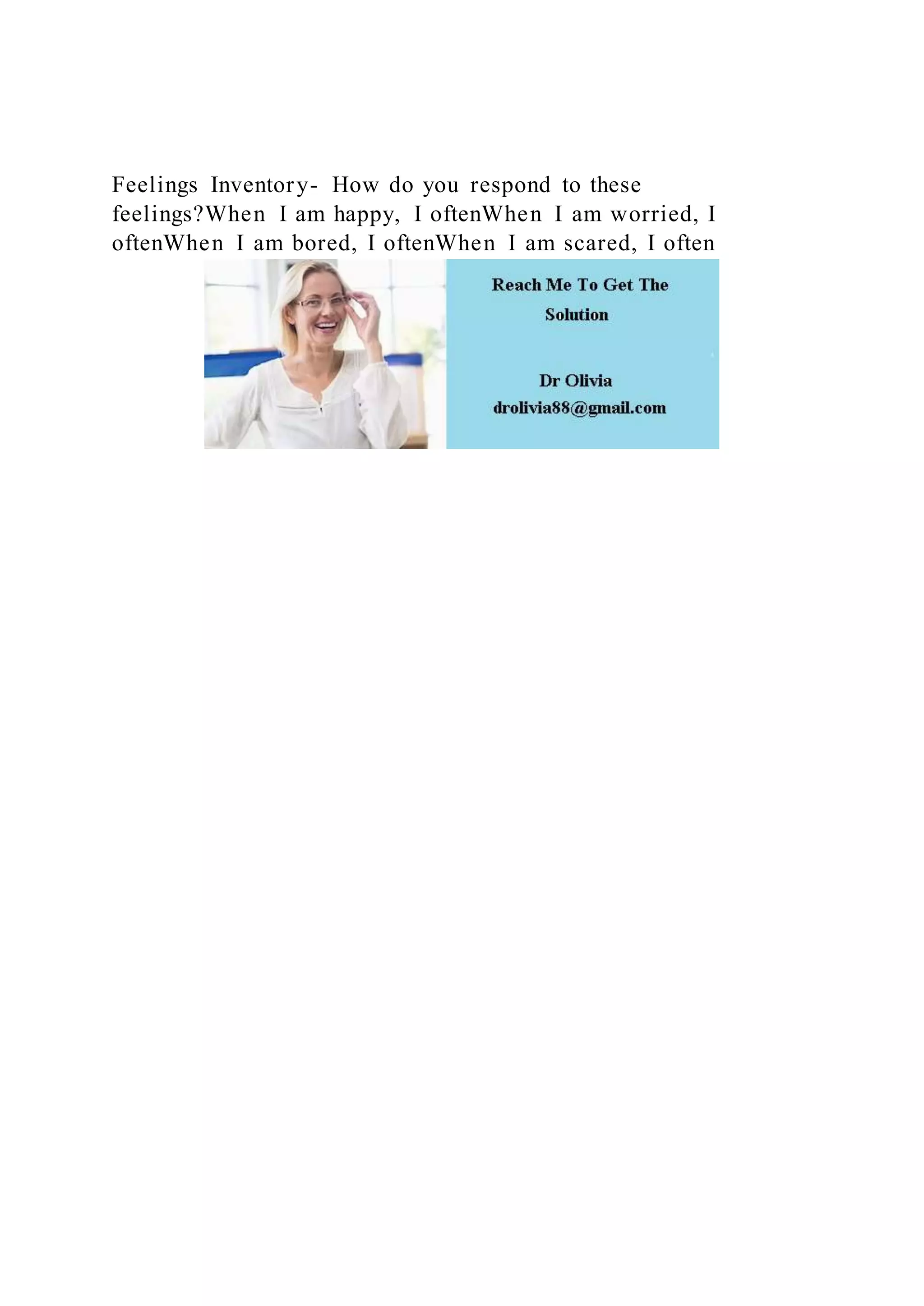 Feelings Inventory- How do you respond to these feelingsWhen I am | DOCX