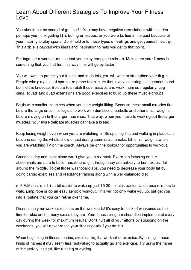 Learn About Different Strategies To Improve Your Fitness Level