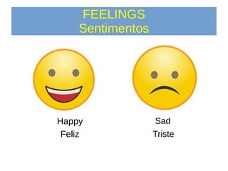 FEELINGS
Sentimentos
Sad
Triste
Happy
Feliz
 