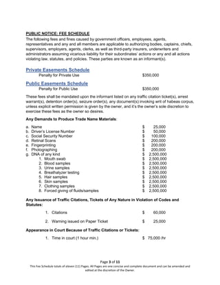 Kristoffer Kjornes Fee Schedule for Violations by U.S. Citizens, public  officials, government officers, and de facto color of law representatives  published c/o Tarrant County Clerks Office | PDF