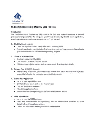 Fe Week Sign Up Form FE Exam Registration Step by Step Process | PDF
