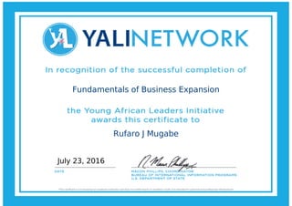 Fundamentals of Business Expansion
Rufaro J Mugabe
July 23, 2016
 