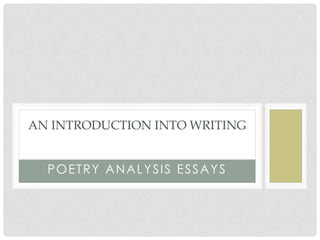 POETRY ANALYSIS ESSAYS
AN INTRODUCTION INTO WRITING
 