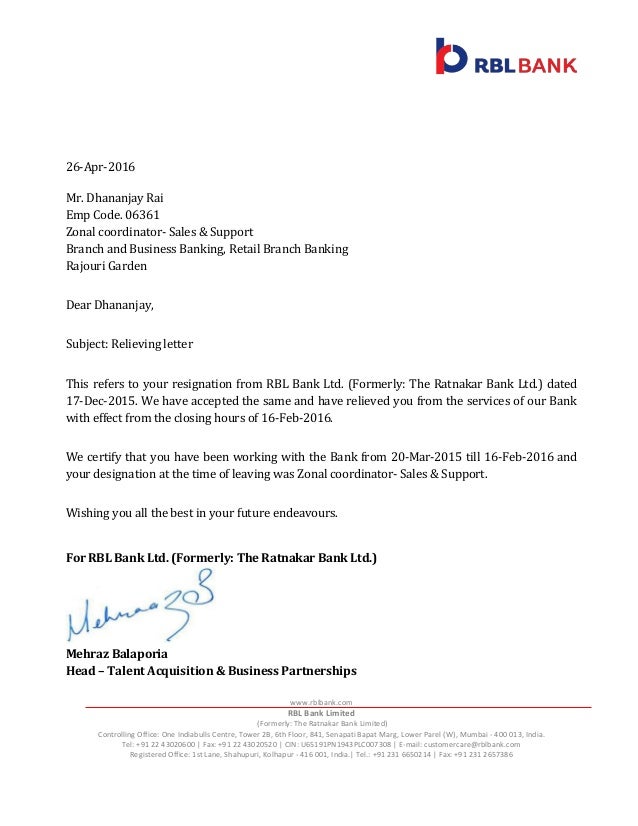 Relieving Letter_RBL BANK Relieving Letter_RBL BANK