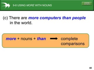 (c) There are  more computers   than   people in the world.  more  + nouns +  than   complete    comparisons 9-8 USING  MORE  WITH NOUNS 