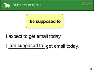 10-12 LET’S PRACTICE




              be supposed to


I expect to get email today .
   am supposed to
I ______________ g...