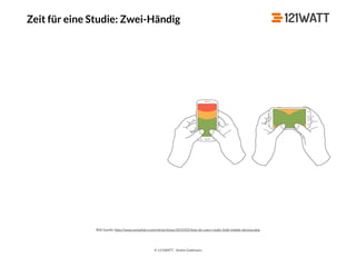 © 121WATT - André Goldmann
Zeit für eine Studie: Zwei-Händig
Bild Quelle: http://www.uxmatters.com/mt/archives/2013/02/how-do-users-really-hold-mobile-devices.php
 