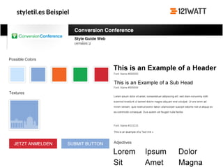 © 121WATT - André Goldmann
styletil.es Beispiel
http://styletil.es/
 