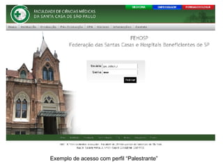 Exemplo de acesso com perfil “Palestrante”