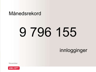 Månedsrekord
9 796 155
innlogginger
November
 