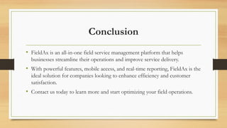 FieldAx Field Service Management Presentation(PPT) | PPTX | Information ...