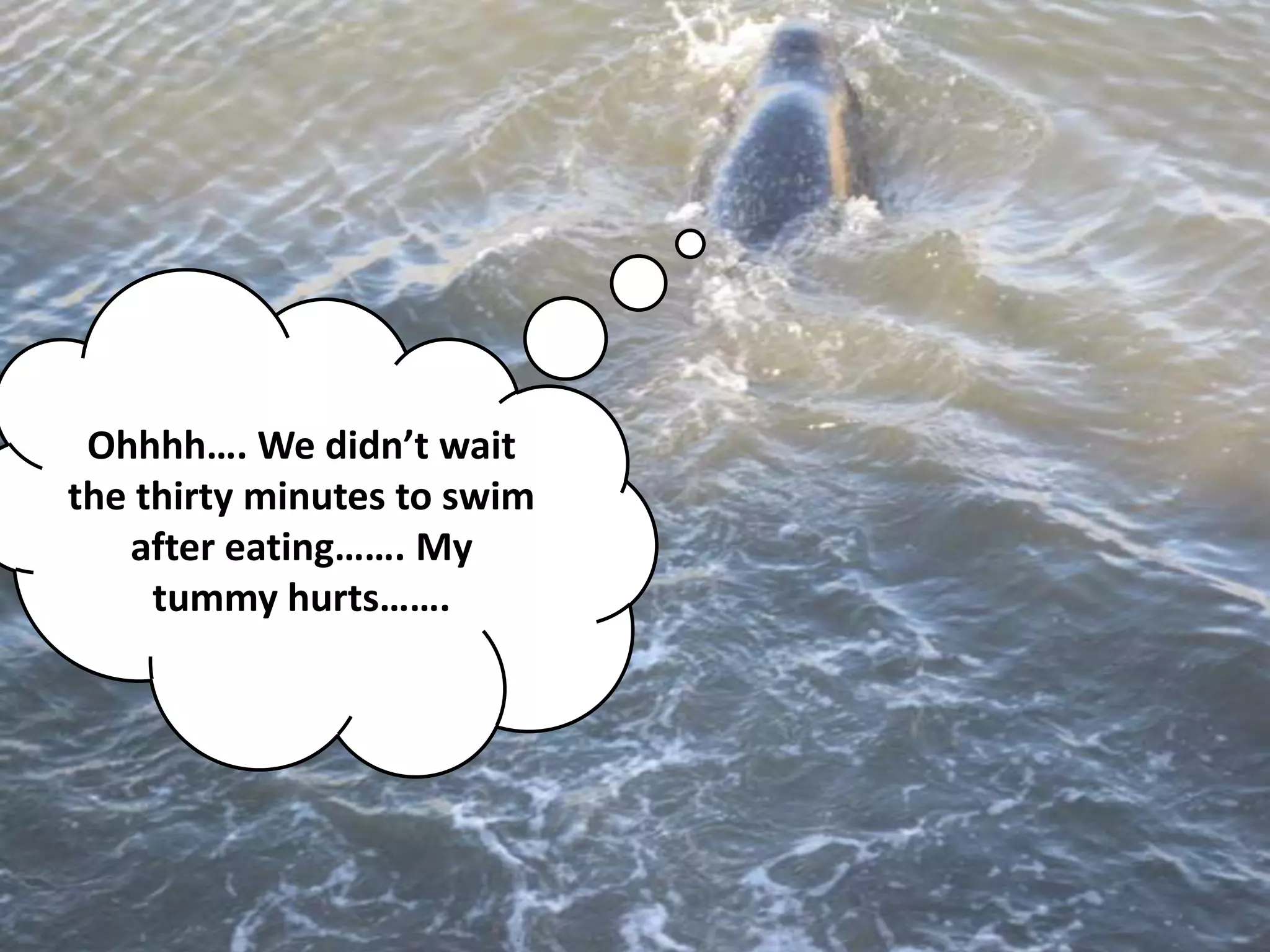 Ohhhh…. We didn’t wait the thirty minutes to swim after eating……. My tummy hurts…….