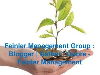 Feinler Management Group :
 Blogger | Gather | Quora -
    Feinler Management
 