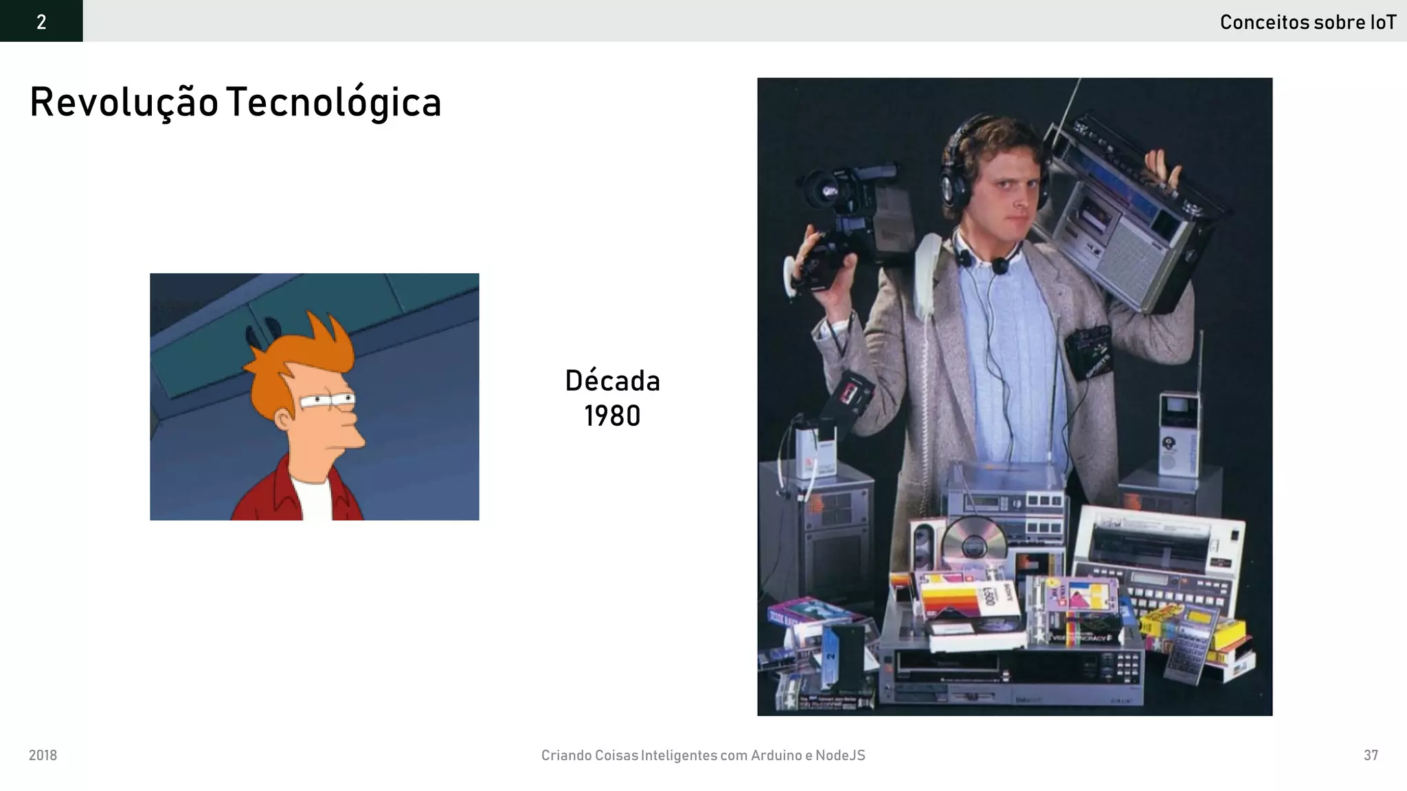 2018 Criando CoisasInteligentes com Arduino e NodeJS 37
Revolução Tecnológica
Conceitos sobre IoT2
Década
1980
 