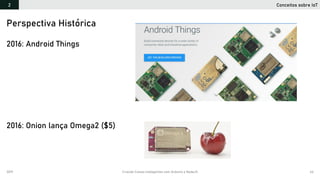 2019 Criando Coisas Inteligentes com Arduino e NodeJS 44
2016: Android Things
2016: Onion lança Omega2 ($5)
Perspectiva Histórica
Conceitos sobre IoT2
 