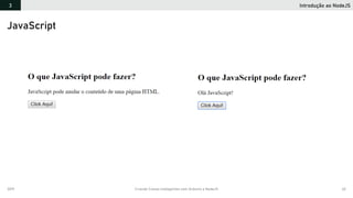 2019 Criando Coisas Inteligentes com Arduino e NodeJS 62
Introdução ao NodeJS3
JavaScript
 