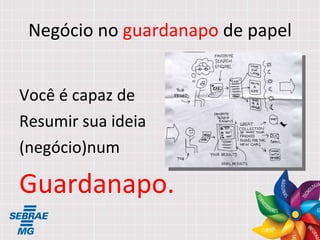 Negócio no  guardanapo  de papel Você é capaz de  Resumir sua ideia  (negócio)num Guardanapo. 